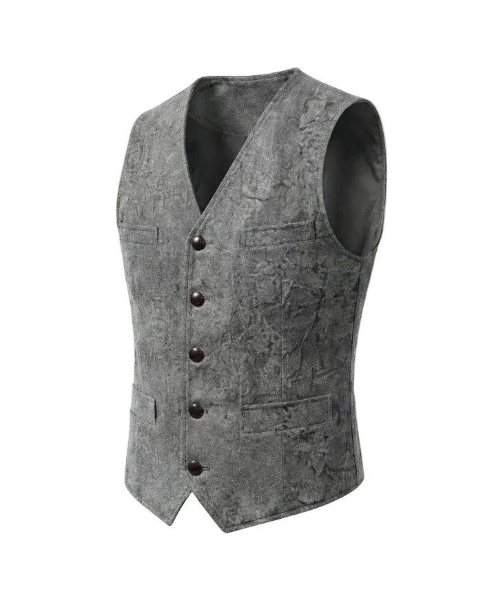 Gilet homme à boutons avec encolure en V et silhouette droite