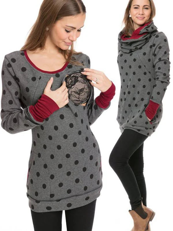 Pull de Grossesse et Allaitement Femme avec Ouverture Frontale-Sweater Female-Gigié