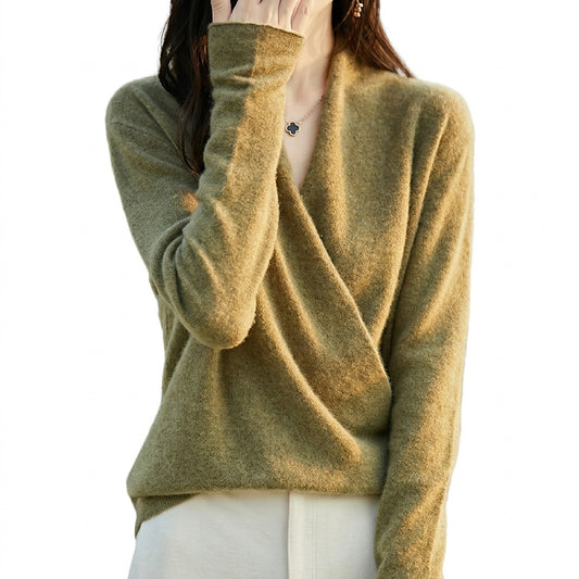 Pull en maille à devant croisé pour femme 1