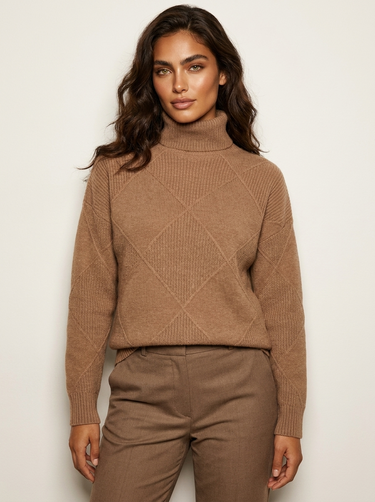 Pull en maille à motif losanges pour femme 2