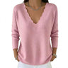 Pull en maille à col en V festonné pour femme 1