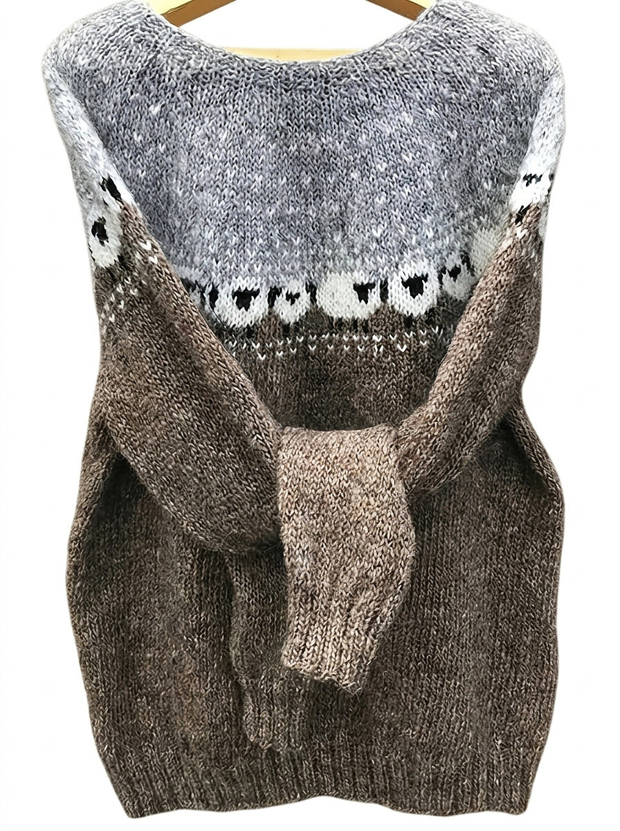Pull en maille jacquard motif moutons pour femme 1