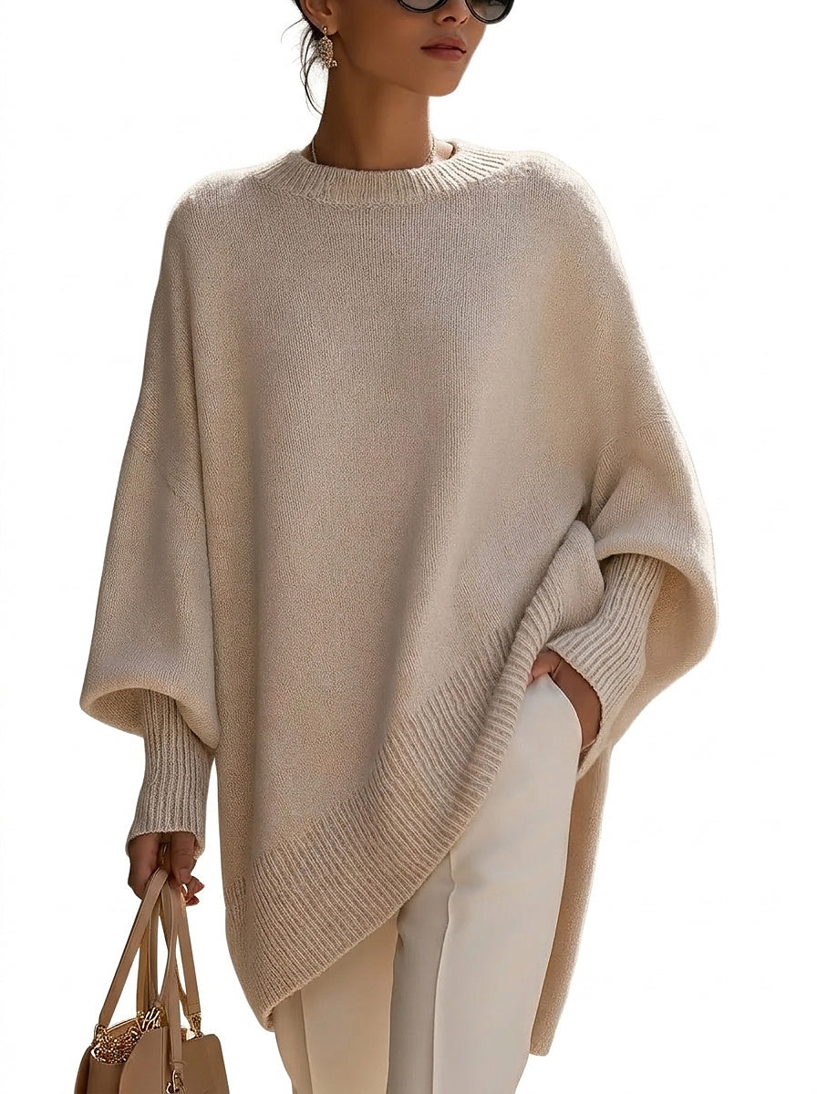 Pull en maille oversize pour femme avec manches chauve-souris 1