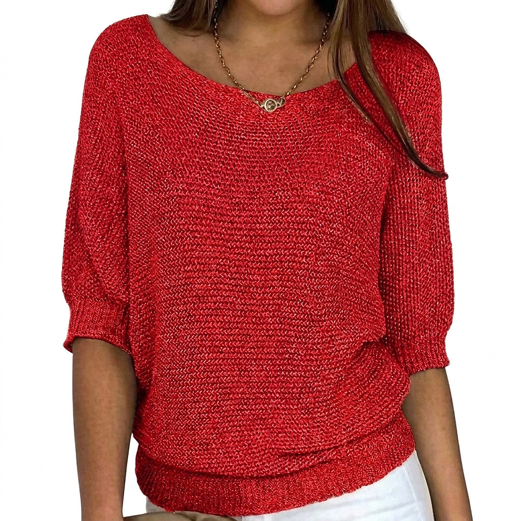 Pull en maille pour femme avec manches mi-longues 1