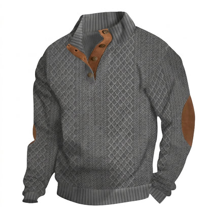 Pull en maille torsadée à quart de boutons pour homme 1