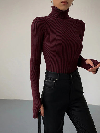 Pull Femme Col Roulé Côtelé-Gigié