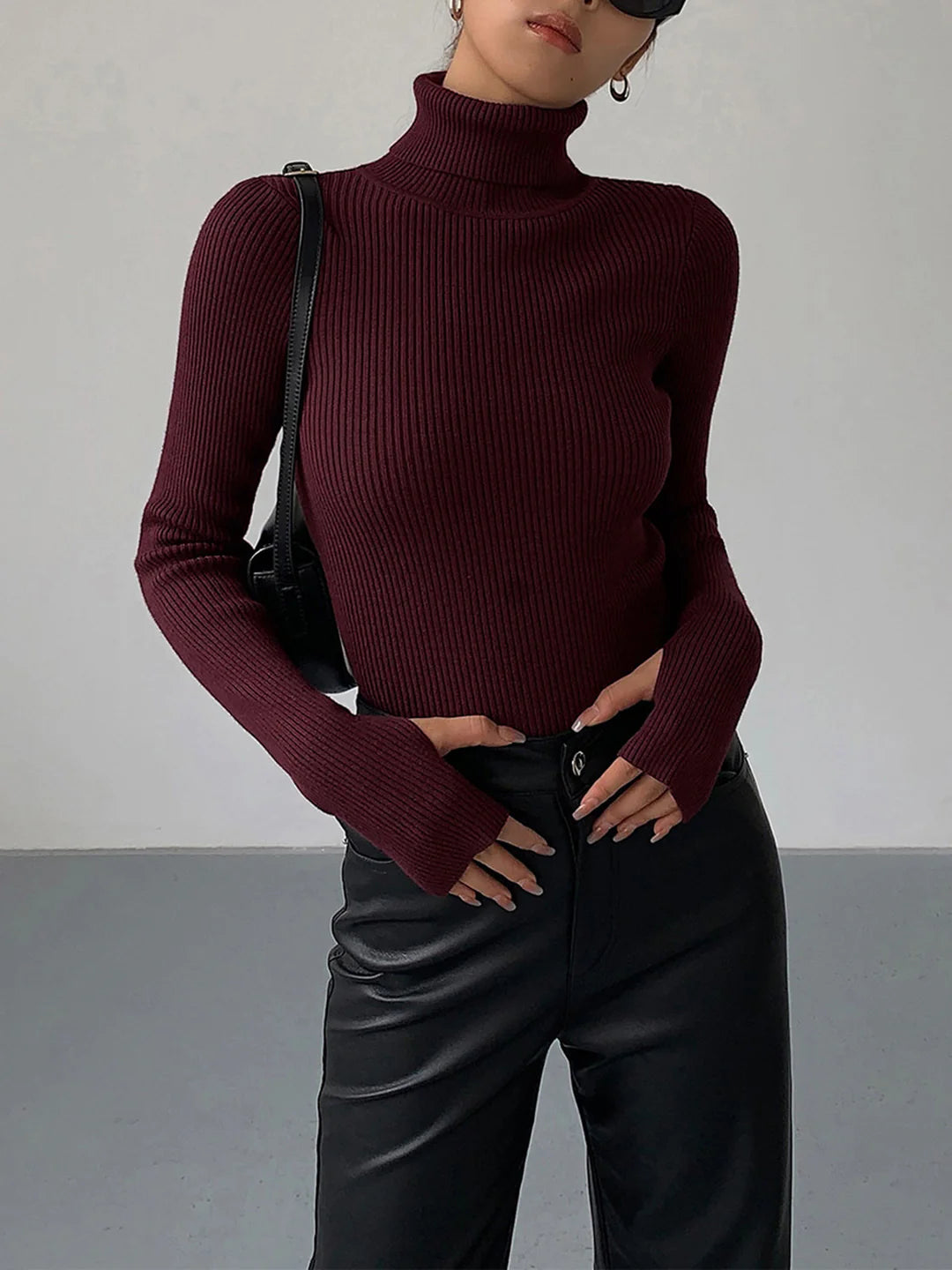 Pull Femme Col Roulé Côtelé-Gigié