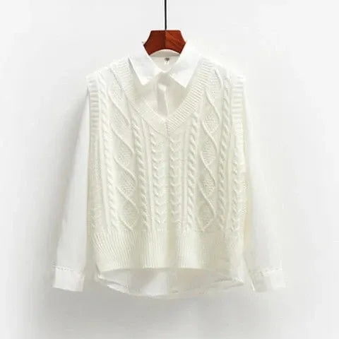 Pull Femme Col V Maille Torsadée Oversize-Gigié