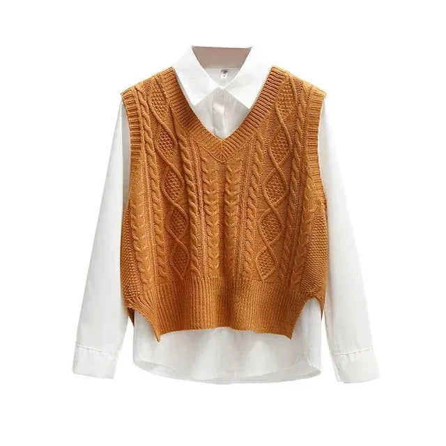 Pull Femme Col V Maille Torsadée Oversize-Gigié