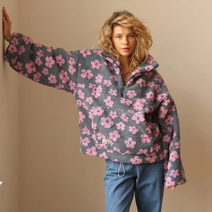 Pull Femme Hiver Motif Fleuri-Gigié