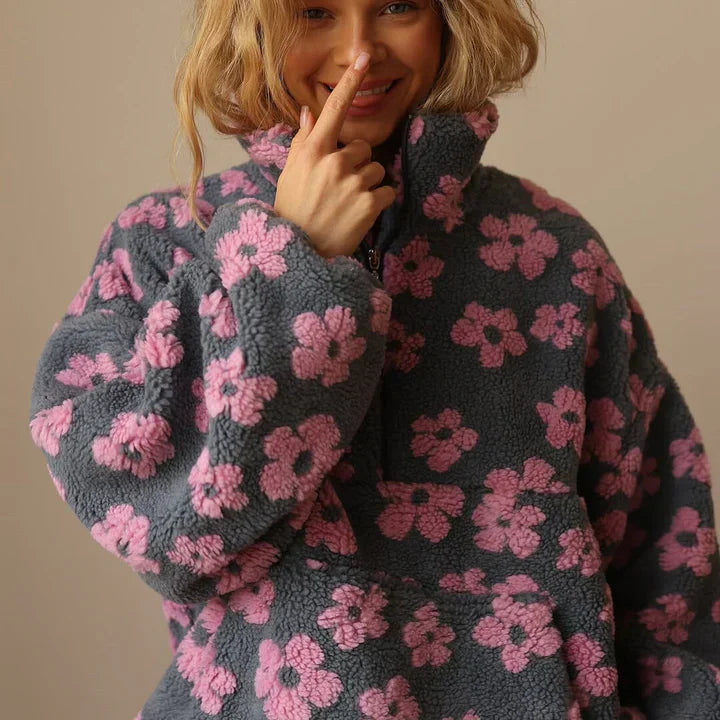 Pull Femme Hiver Motif Fleuri-Gigié
