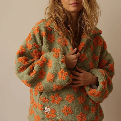 Pull Femme Hiver Motif Fleuri-Gigié