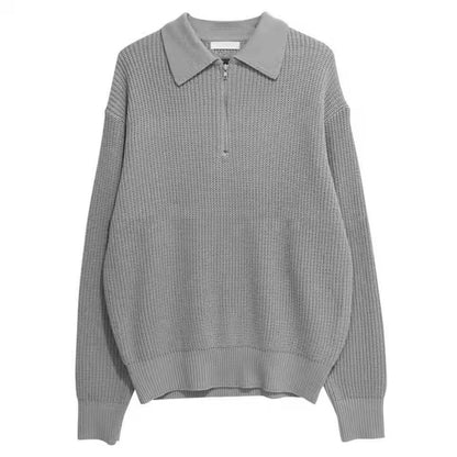 Pull Homme à Col Chemise avec Fermeture Zippée Courte-Gigié