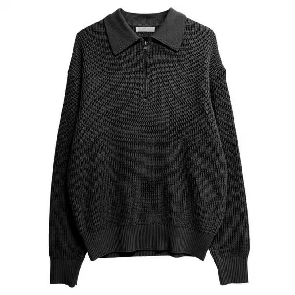 Pull Homme à Col Chemise avec Fermeture Zippée Courte-Gigié