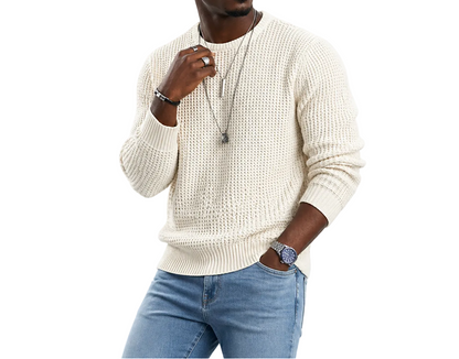 Pull homme à col rond avec maille texturée-Sweater Male-Gigié