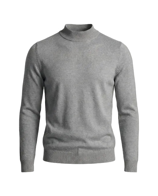 Pull homme à manches longues avec col montant et silhouette droite-Sweater Male-Gigié