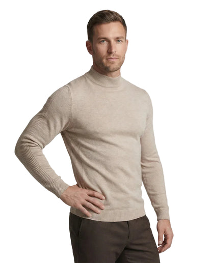 Pull homme à manches longues avec col montant et silhouette droite-Sweater Male-Gigié