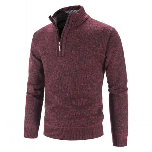 Pull Homme Col Camionneur Zippé Maille Chinée Chaude & Confortable-Gigié