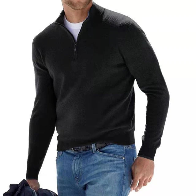 Pull Homme Col Camionneur Zippé & Maille Côtelée-Gigié