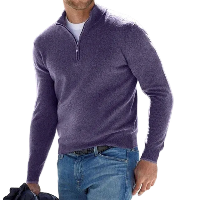 Pull Homme Col Camionneur Zippé & Maille Côtelée-Gigié