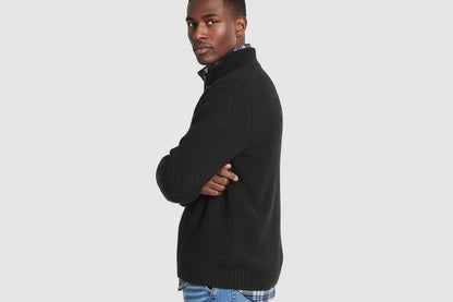Pull Homme Col Zippé Maille Côtelée-Gigié