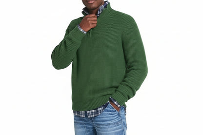 Pull Homme Col Zippé Maille Côtelée-Gigié