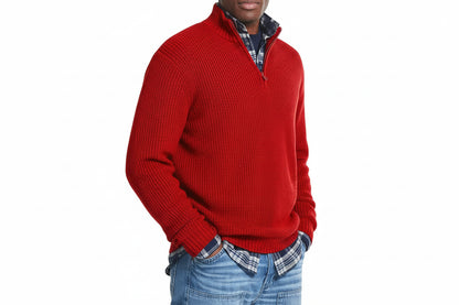 Pull Homme Col Zippé Maille Côtelée-Gigié