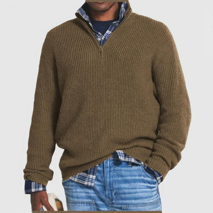Pull Homme Col Zippé Maille Côtelée-Gigié