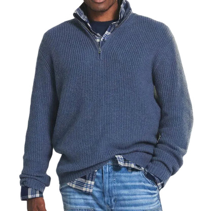 Pull Homme Col Zippé Maille Côtelée-Gigié