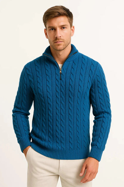 Pull Homme Demi-Zip Col Montant-Gigié