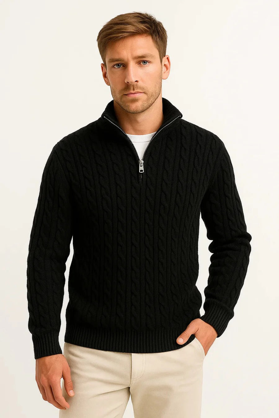 Pull Homme Demi-Zip Col Montant-Gigié