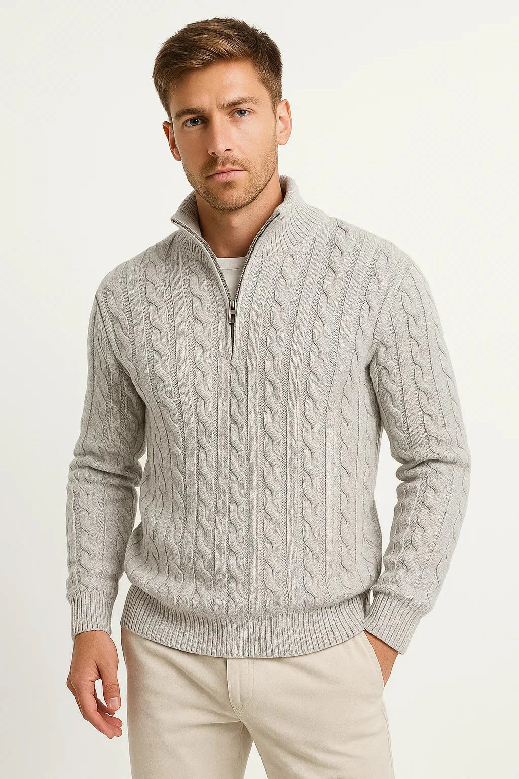 Pull Homme Demi-Zip Col Montant-Gigié