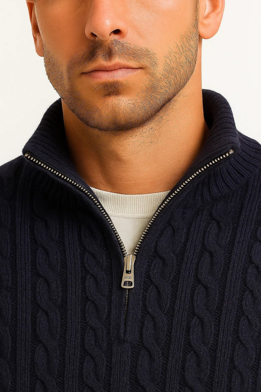 Pull Homme Demi-Zip Col Montant-Gigié