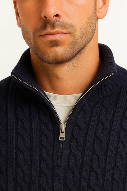Pull Homme Demi-Zip Col Montant-Gigié