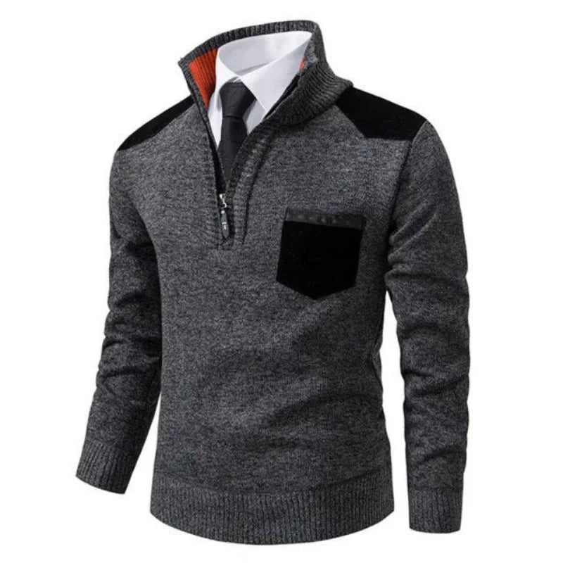 Pull Homme Demi-Zip Col Montant & Style Élégant-Gigié