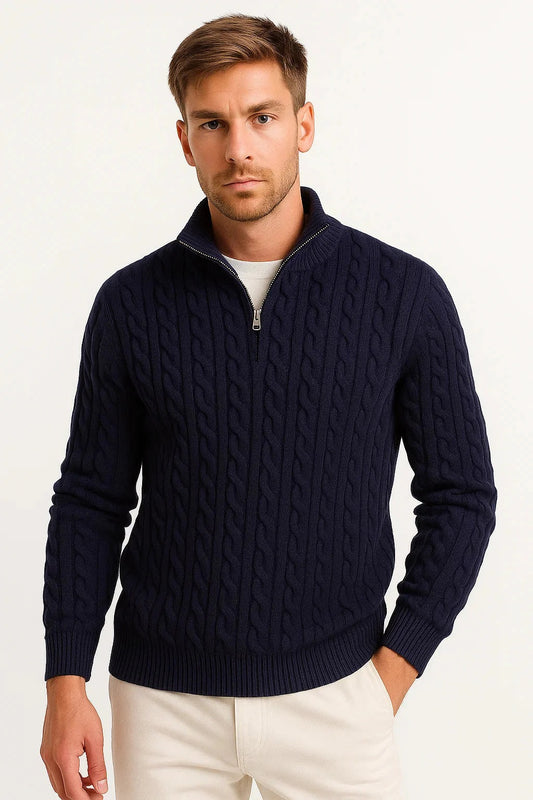 Pull Homme Demi-Zip Col Montant-Gigié