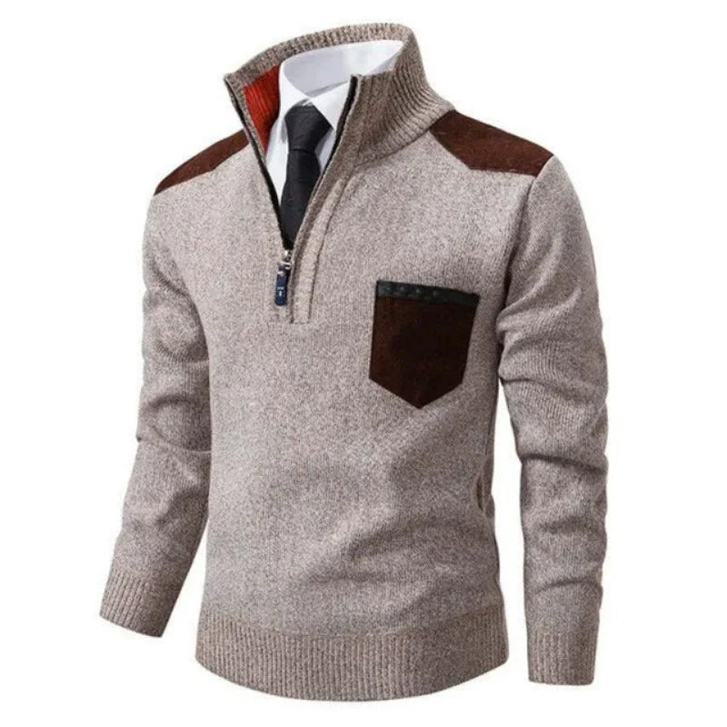 Pull Homme Demi-Zip Col Montant & Style Élégant-Gigié