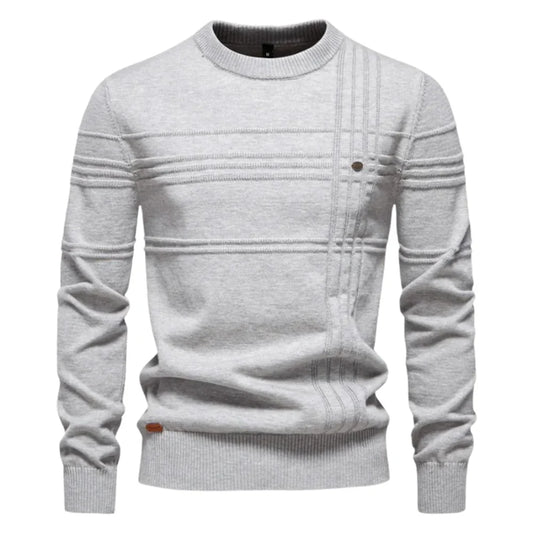 Pull Homme Tricoté Col Rond & Motif Ruité Élégant-Gigié