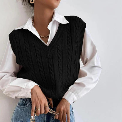 Pull Sans Manches Femme Col V-Gigié