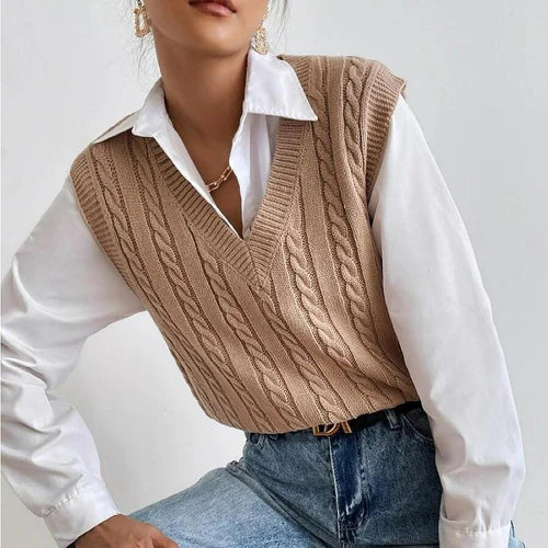 Pull Sans Manches Femme Col V-Gigié