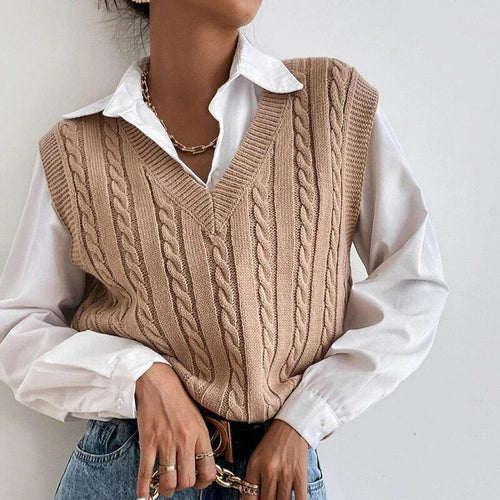 Pull Sans Manches Femme Col V-Gigié