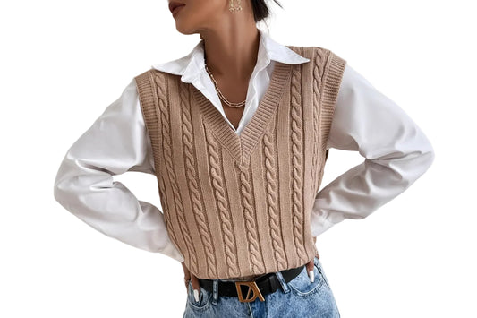 Pull Sans Manches Femme Col V-Gigié