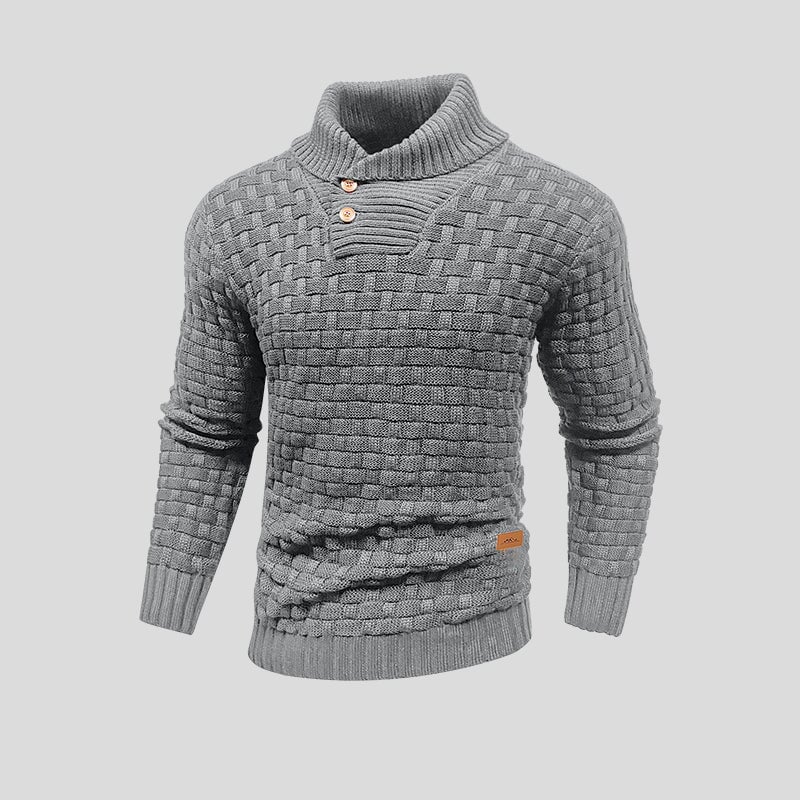 Pull Tricoté Thermique Homme Col Montant Boutonné-Gigié