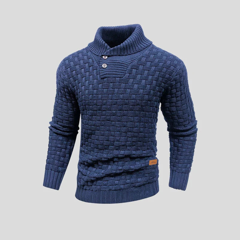 Pull Tricoté Thermique Homme Col Montant Boutonné-Gigié