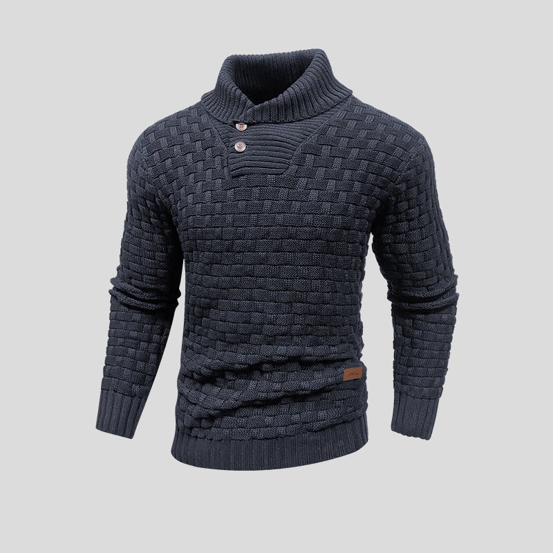 Pull Tricoté Thermique Homme Col Montant Boutonné-Gigié