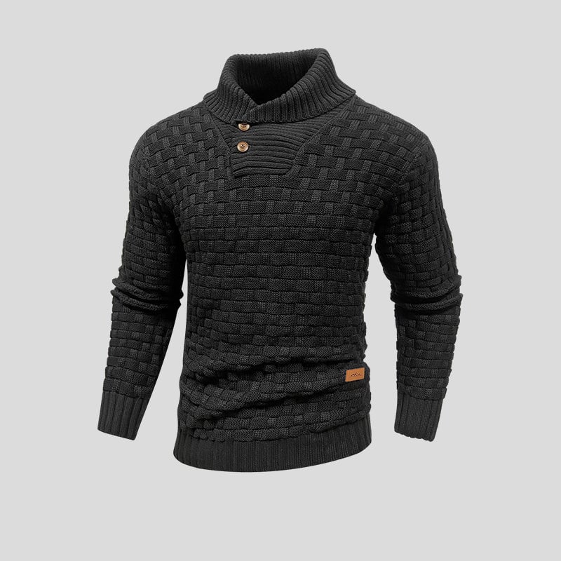 Pull Tricoté Thermique Homme Col Montant Boutonné-Gigié