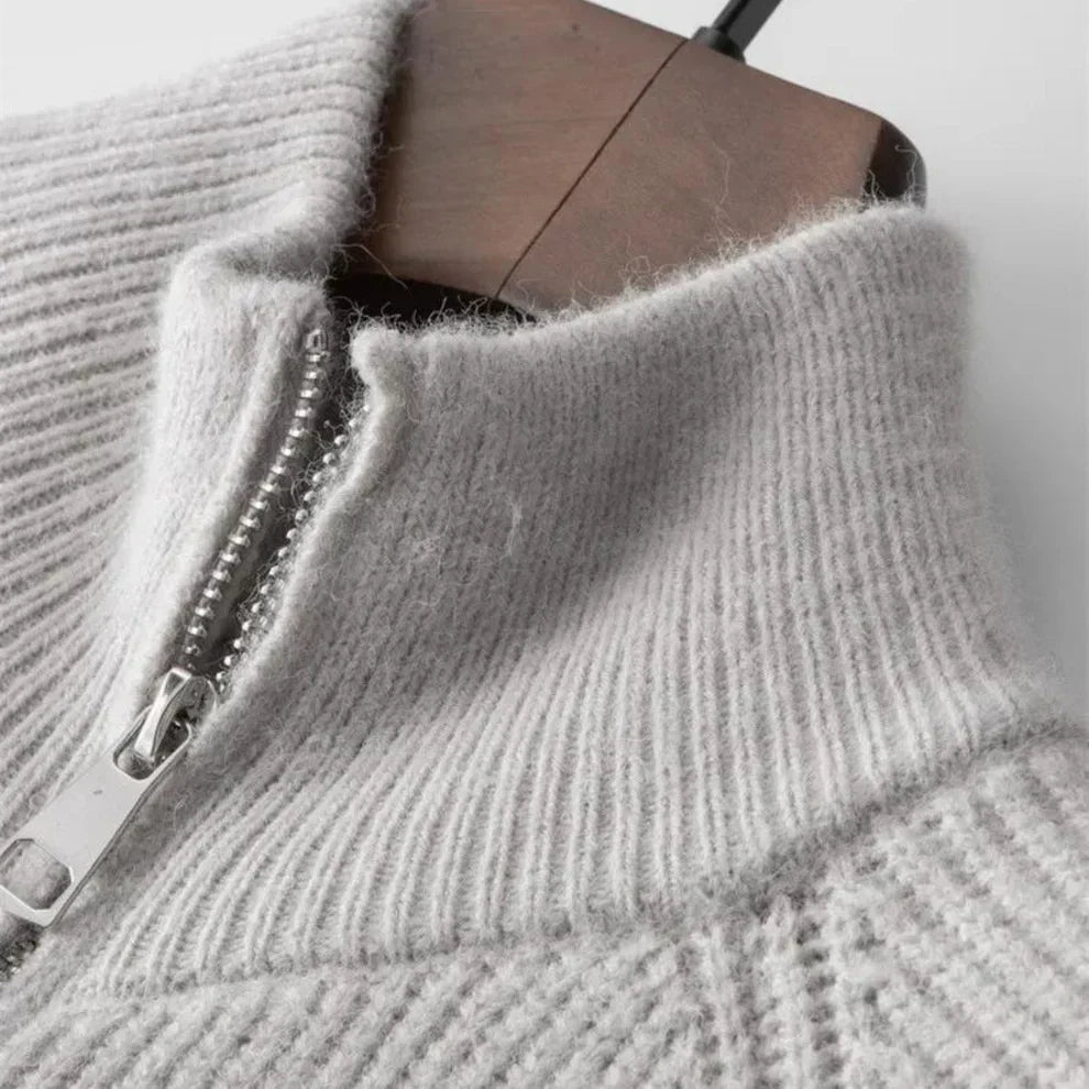 Pull Zippé Homme à Col Montant-Gigié