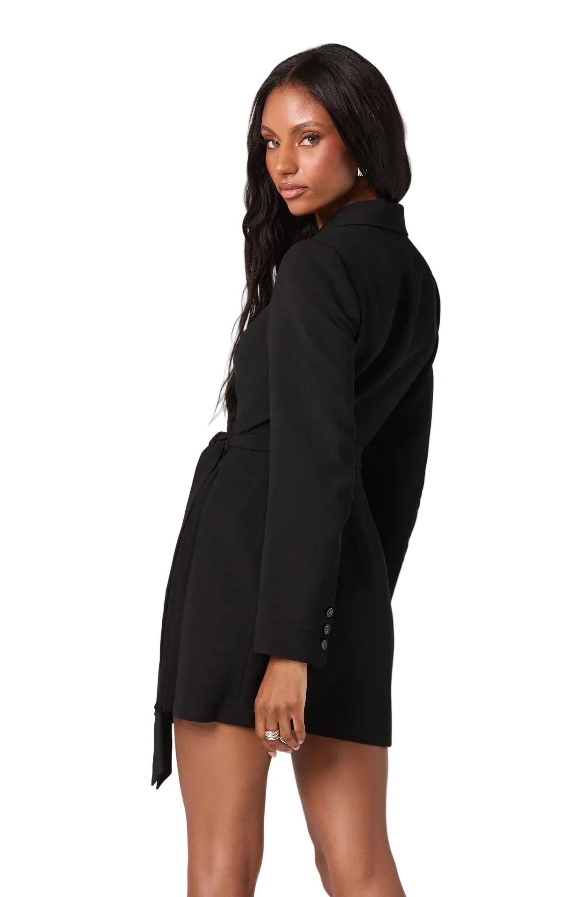 Robe blazer femme avec devant croisé et lien à la taille-Mini Dress-Gigié
