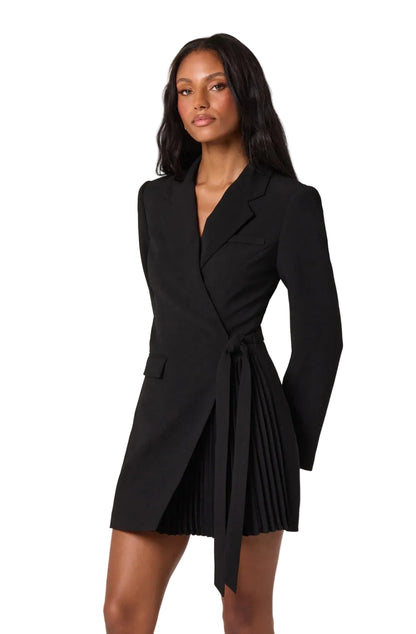 Robe blazer femme avec devant croisé et lien à la taille-Mini Dress-Gigié