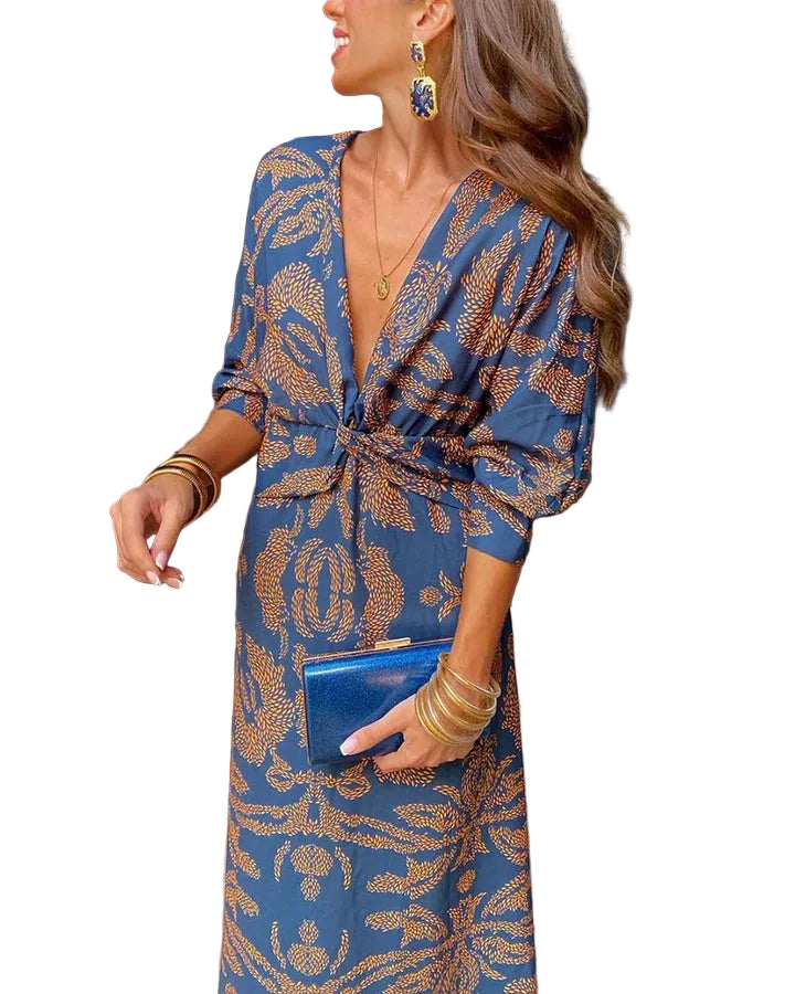 Robe Cache-Cœur À Manches Longues Pour Femmes-Gigié